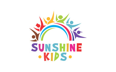 Obraz premium Sunshine kids colour full vector logo design