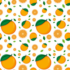 Seamless background design with fresh oranges