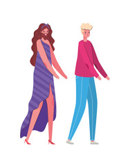 Woman and man cartoon with costume vector design