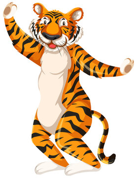 Happy tiger cartoon character