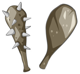 Goblin or troll hunting tool isolated cartoon style on white background