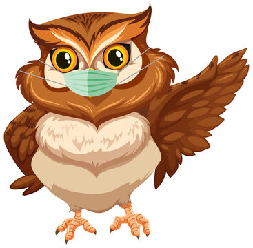 Owl cartoon character wearing mask