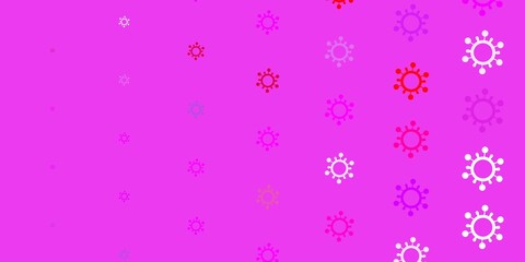 Light Pink, Red vector background with covid-19 symbols.