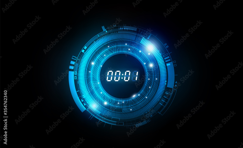 Wall mural abstract futuristic technology background with digital number timer concept and countdown, vector il