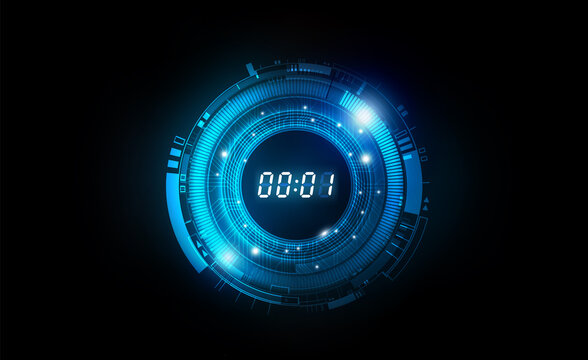 Abstract Futuristic Technology Background with Digital number timer concept and countdown, vector illustration
