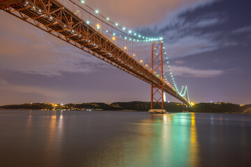 Naklejka na ściany i meble Vasco da Gama Bridge Lisbon Portugal at night