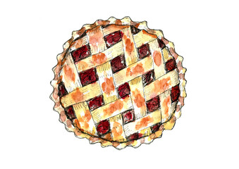 home made pie watercolor illustration