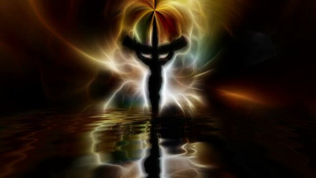 Cross of Jesus reflecting in water