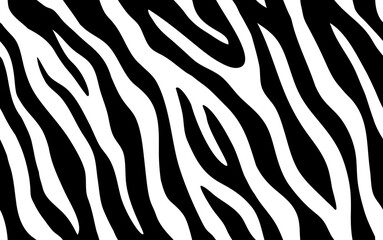 Fototapeta na wymiar Zebra stripes seamless pattern. Tiger stripes skin print design. Wild animal hide artwork background. Black and white vector illustration