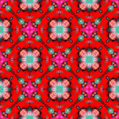 Modern Abstract Medallion. Orange, Red, Pink 