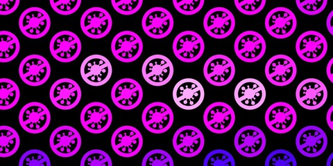 Fototapeta na wymiar Dark Purple vector texture with disease symbols.