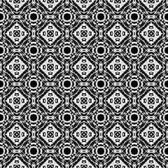 Ethnic Surface Mosaic. Black, White, Monochrome 