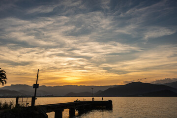 Sunset sky over the pier