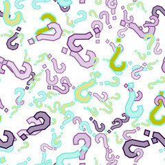 Quiz seamless pattern. Question marks, doubt, faq