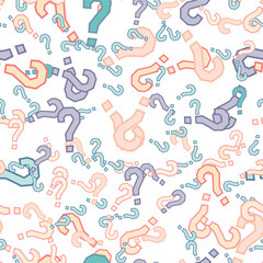 Quiz seamless pattern. Question marks, doubt, faq