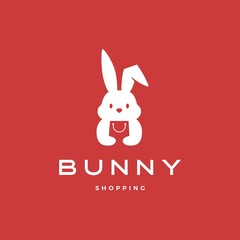 bunny shopping bag logo vector icon illustration