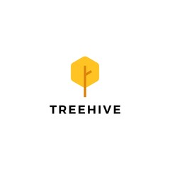 tree hive honey hexagon logo vector icon illustration