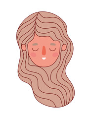 Head woman cartoon with brown hair vector design