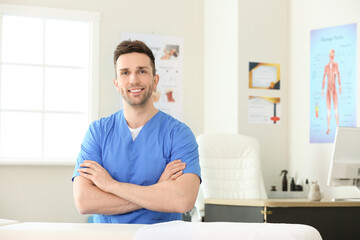 Fototapeta premium Portrait of massage therapist in medical center