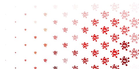 Light red, yellow vector backdrop with virus symbols.
