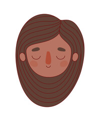 Head woman cartoon with brown hair vector design