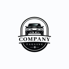 Obraz premium Classic/vintage car vector design inspiration. Auto car logo design template. Classic vehicle symbol logotype. A classic car symbol silhouette. Vintage car simple line art logo.