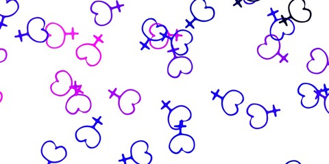Light Purple, Pink vector backdrop with woman's power symbols.