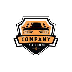 Obraz premium Classic/vintage car vector design inspiration. Auto car logo design template. Classic vehicle symbol logotype. A classic car symbol silhouette. Vintage car simple line art logo.