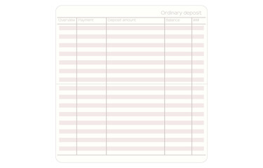 なにも記入されていない通帳の見開きページ