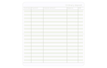 なにも記入されていない通帳の見開きページ