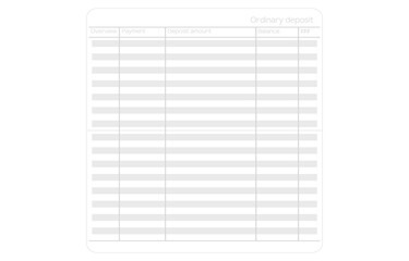 なにも記入されていない通帳の見開きページ