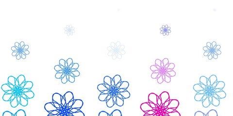 Light Blue, Red vector doodle pattern with flowers.