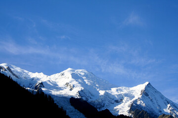 Mont Blanc in French Alps, France. This picture was taken from the Chamonix Village.