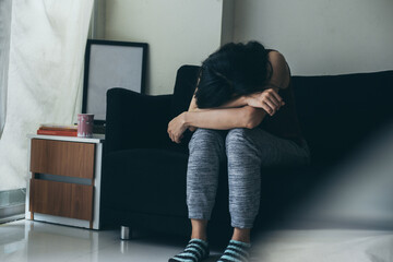 Obraz premium sad serious woman.depressed emotion panic attacks alone sick people fear stressful.crying begging help.stop abusing domestic violence,person with health anxiety, bad frustrated exhausted feeling down