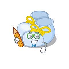 A clever student baby boy boots cartoon character study at home