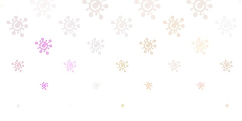 Light Pink, Yellow vector background with covid-19 symbols.