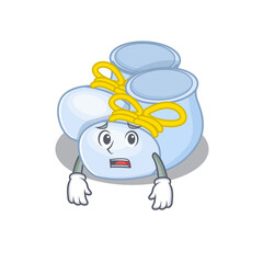 Cartoon design style of baby boy boots having worried face