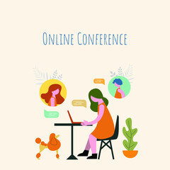 Online conference. Conference video call vector illustration concept 
