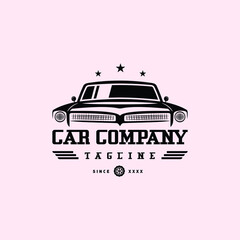 Classic Vintage Car Retro Auto Muscle Car Vehicle Logo Design Vector