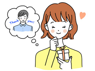 女性 恋人 プレゼント贈る 吹き出し