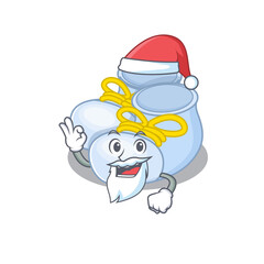 cartoon character of baby boy boots Santa having cute ok finger