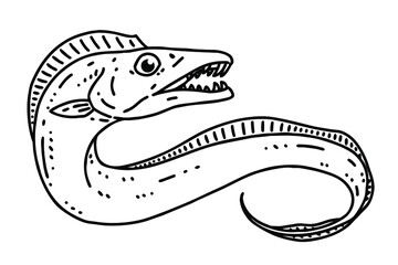 Naklejka premium Hairtail(Cutlassfish). Vector line art illustration.