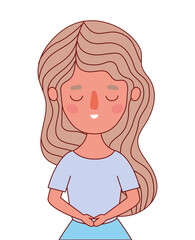 Avatar woman cartoon with brown hair vector design