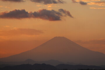 Red sky and Mt.Fuji