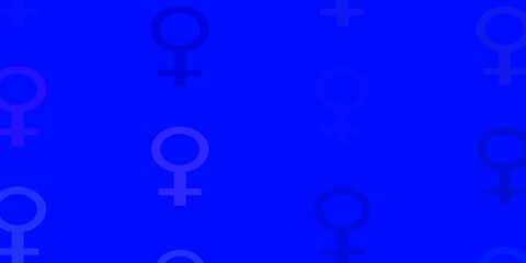 Light BLUE vector background with woman symbols.