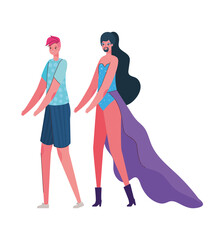 Obraz na płótnie Canvas Woman and man cartoon with costume vector design