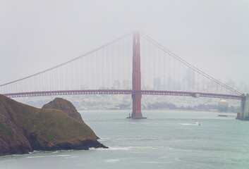 Foggy Sunrise on The Golden Gate Bridge, San Francisco ,California, USA