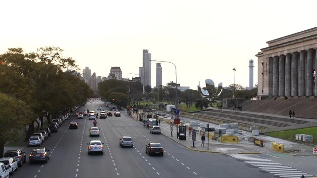Faculty of law, on Figueroa Alcorta avenue, full of cars. Buenos aires, Argentina.