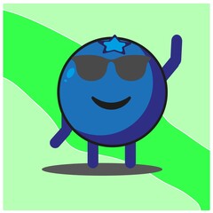 Cute blueberry fruit cartoon face mascot character with hand and leg vector design