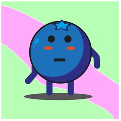 Cute blueberry fruit cartoon face mascot character with hand and leg vector design